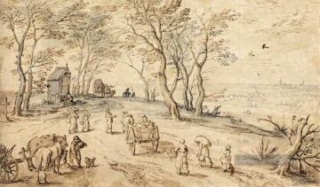  VI Kunst - Dorfbewohner auf dem Weg zum Markt Flämisch Jan Brueghel der Ältere